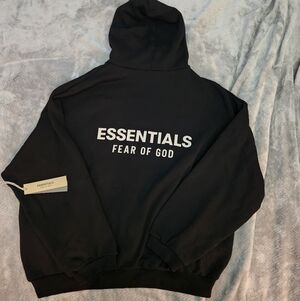 Fear of God Essentials Black Fleece Hoodie Size L | New w/ Tags Authentic
